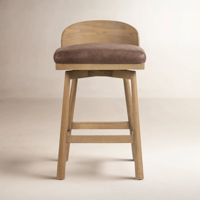 Ackerson Swivel Upholstered Counter Stool with Solid Wood Frame