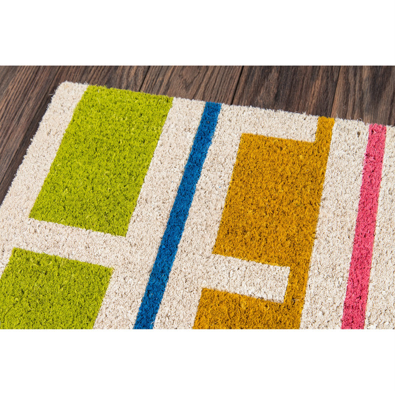 Handwoven Multicolor Coir Rectangular Door Mat 1'6"x2'6"