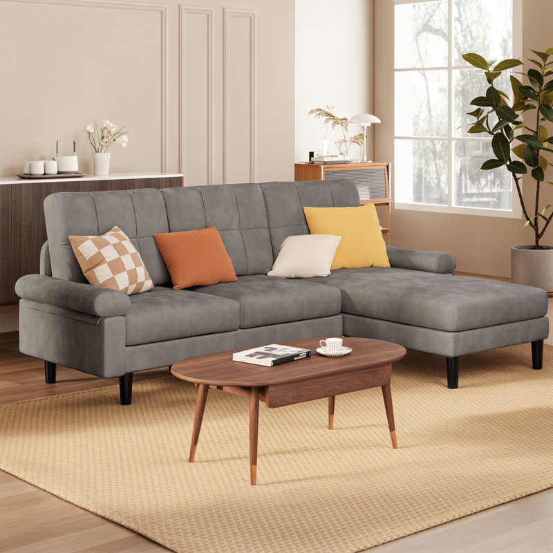 Reversible L-Shaped Modular Sectional Velvet Sofa with Removable Armrests, Ideal for Apartments, Dorms, Home Offices and Living Rooms