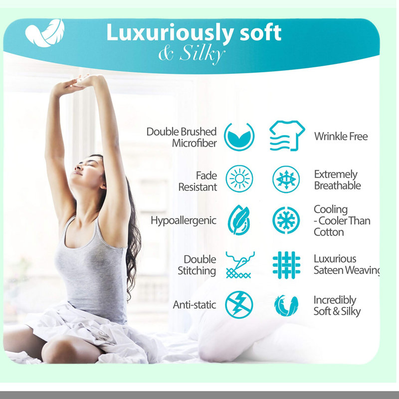 CoolMax Sheet Set - 4 Piece Cooling Bed Sheets with Side Pocket - Fitted Sheet - Soft & Long Lasting Fine Brushed Polyester - Gray