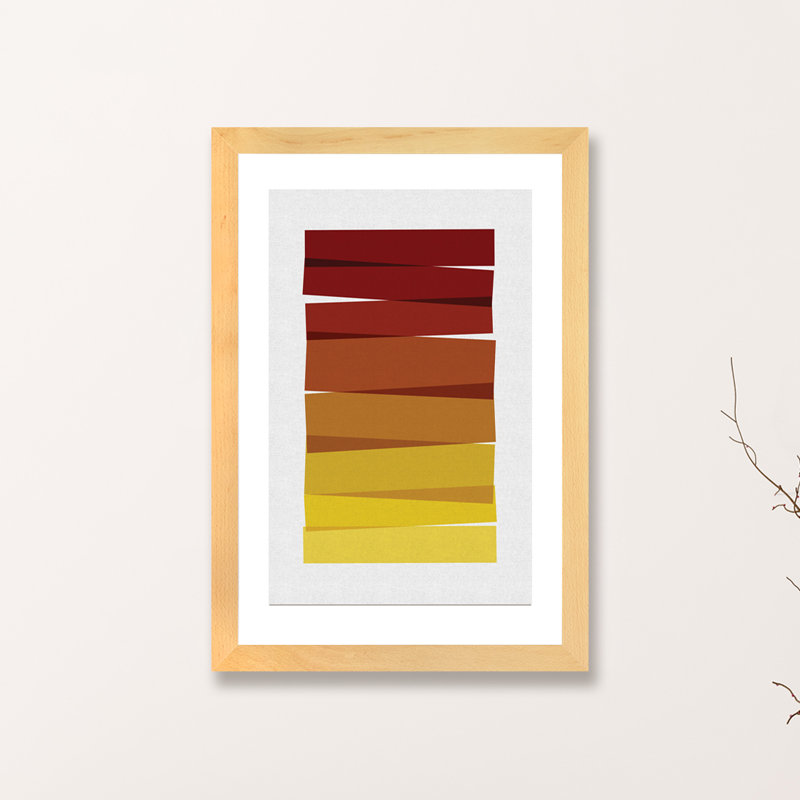 « rayures ii »-impression sur l’image, H 32 po x l 24 po x P 1 po, Papier encadré de bois naturel