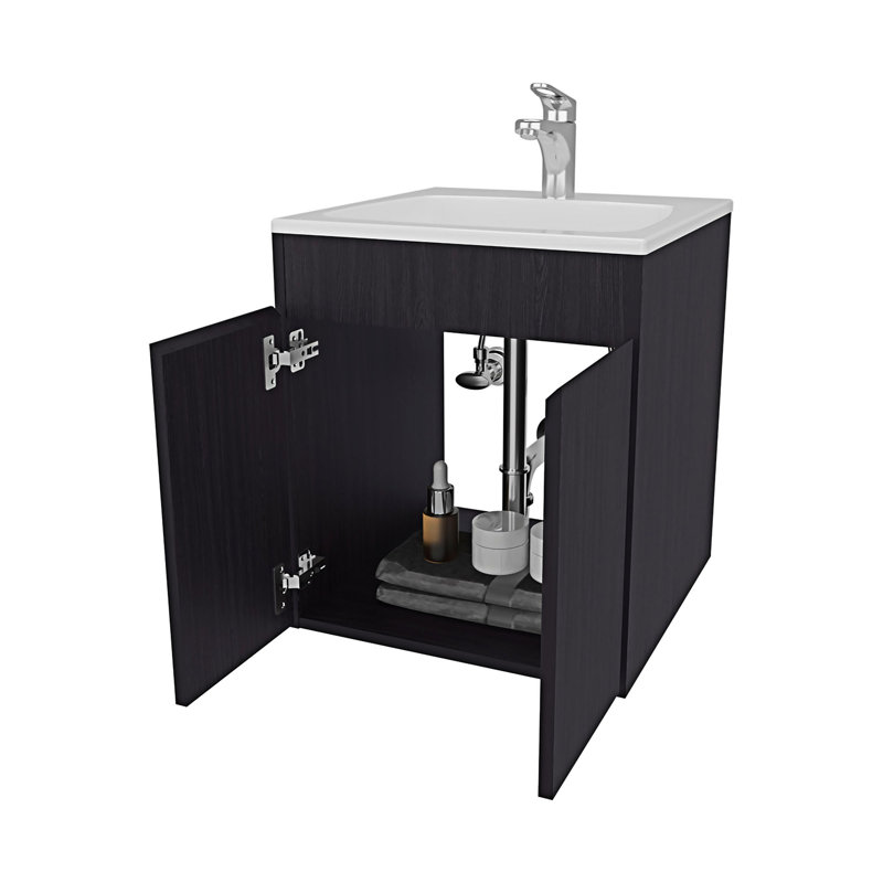 Meuble-lavabo de salle de bain avec deux portes, Wengé