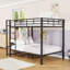 Lit superposé double en métal avec lumières DEL et tablettes de rangement-406229893