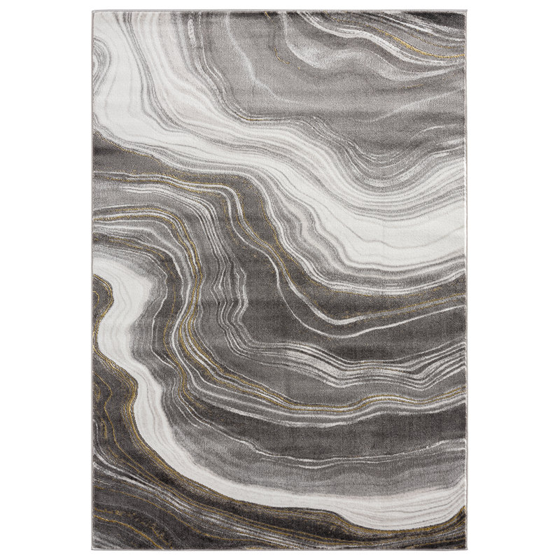 Tapis doré / gris Esquivel, Rectangle 7 pi 10 po x 10 pi