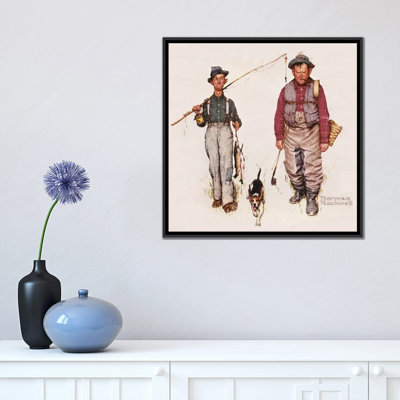 «Two Old Men and Dog» par Norman Rockwell - reproduction d'art sur toile