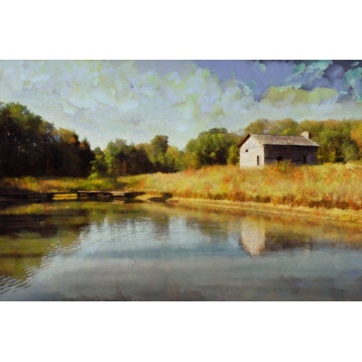 Painted Cabin On Riverside - Wrapped Canvas Art Prints