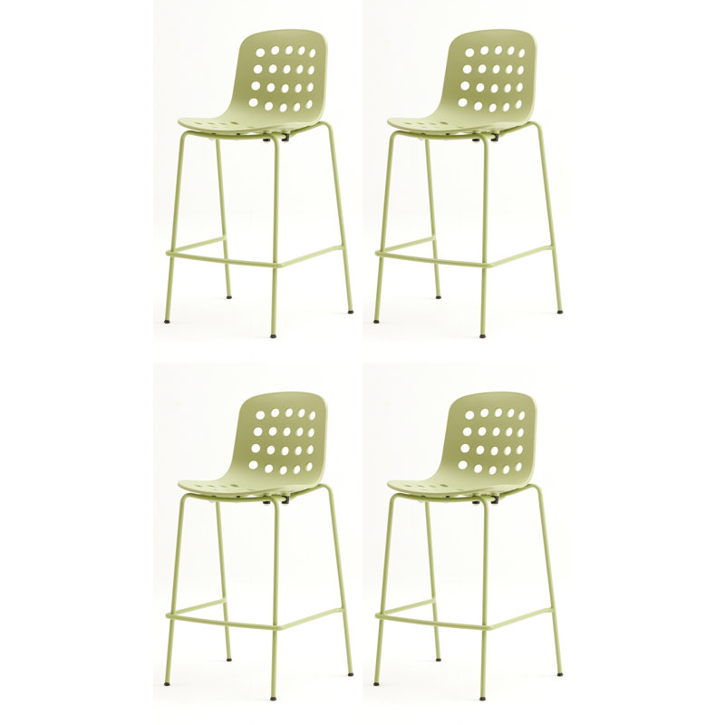 Tabouret de comptoir perforé Holi (ensemble de 4), Vert olive