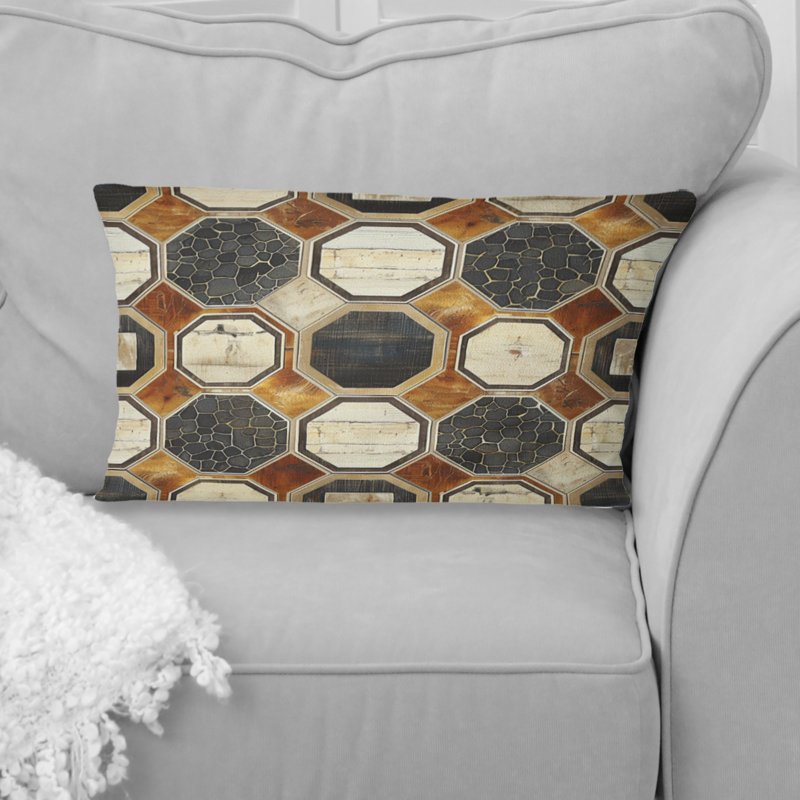 Coussin lombaire brun et beige Midcentury I