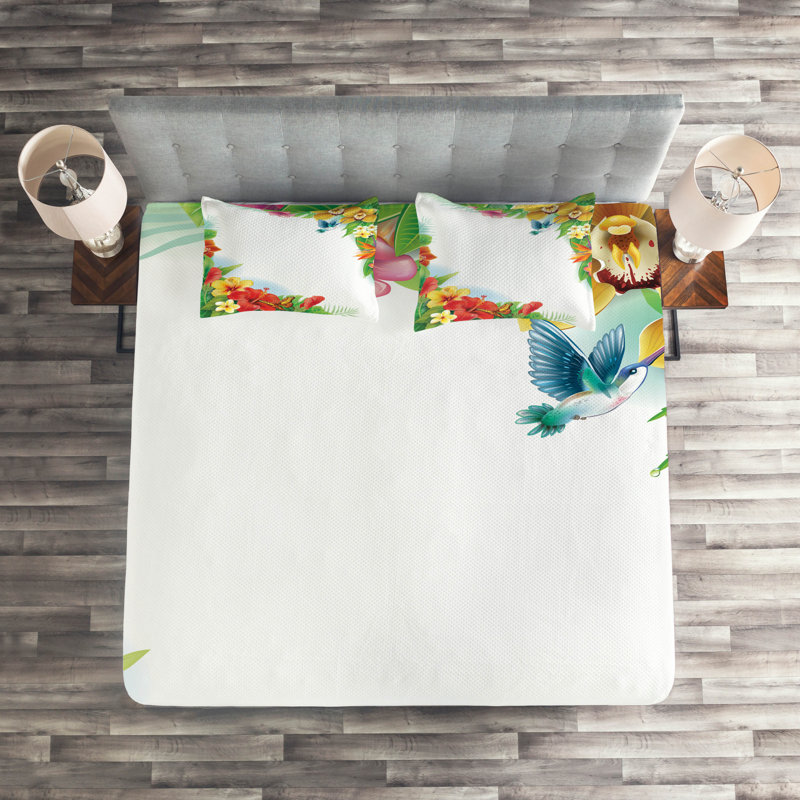 Coastal Polyester Floral Coverlet