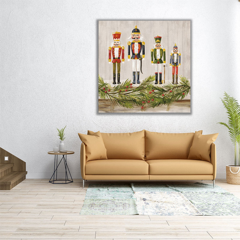 Casse-noisette sur un manteau de cheminée - reproduction d'art sur toile, H 12 po x l 12 po