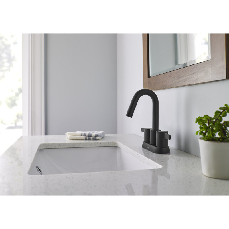 Amalfi Centerset Bathroom Faucet with Drain Assembly, Satin Black
