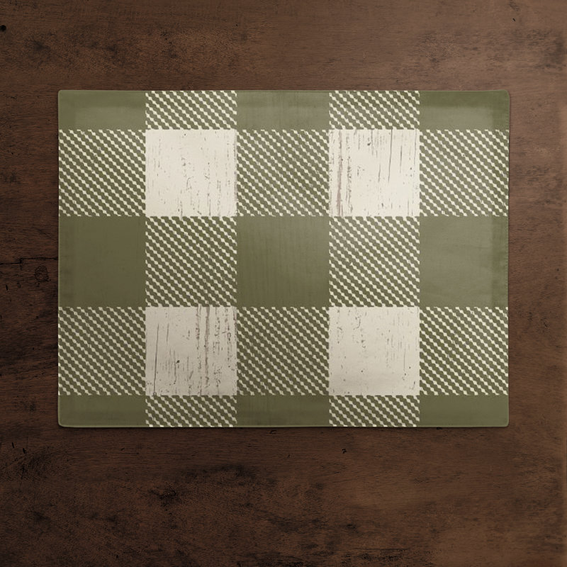 Myelle Cotton Checkered Rectangle Placemat, Green