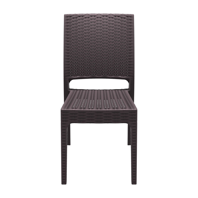 Tomosuke Stacking Patio Dining Side Chair, Brown