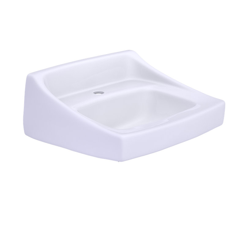 Lavabo de salle de bain mural commercial pour robinets monotrou TOTO®, blanc coton, Simple, Coton
