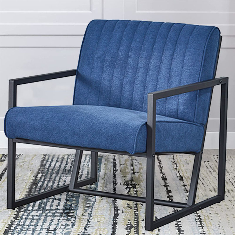 Fauteuil 26 po en velours capitonné, Bleu