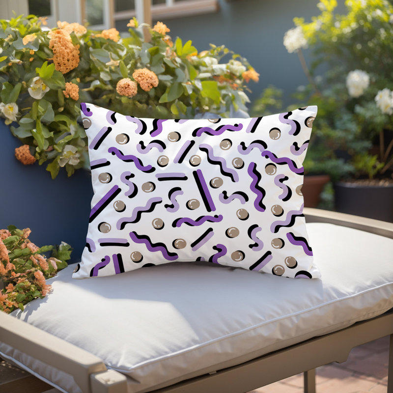 Coussin lombaire intérieur / extérieur Voxa, Rectangle H 14 po x l 20 po, Mauve