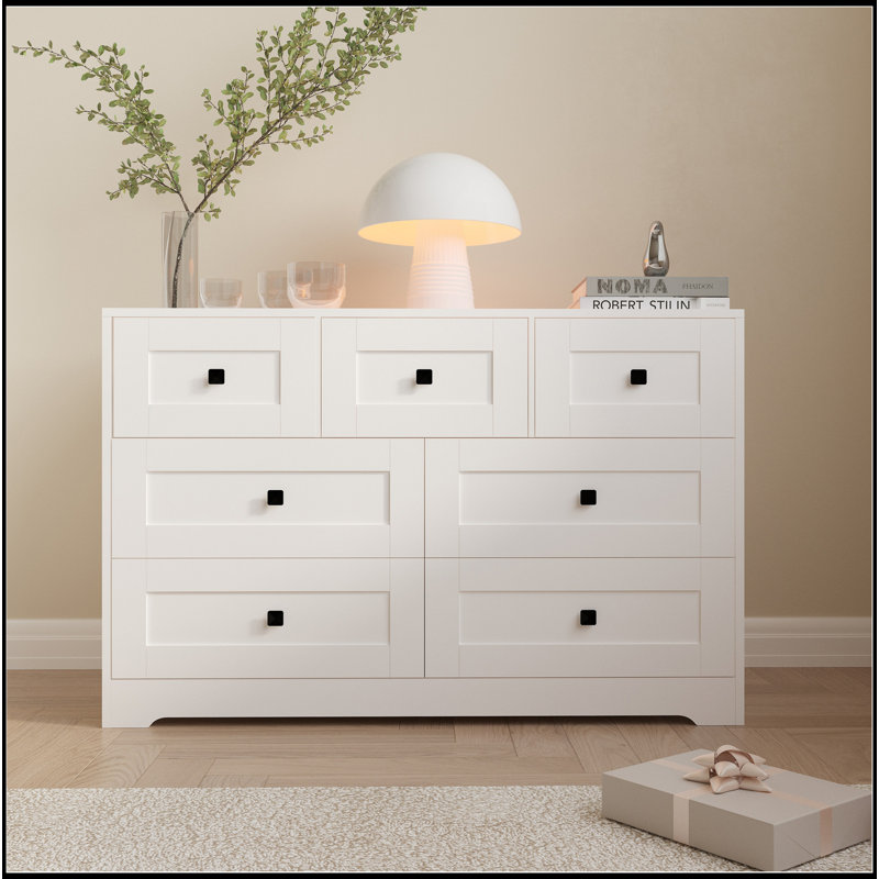 Commode 7 tiroirs avec porte de ferme blanche