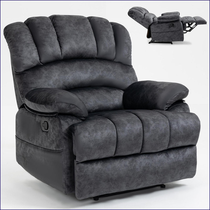 Fauteuils inclinables: Grand fauteuil inclinable manuel en tissu pour le salon | Gris anthracite, Noir