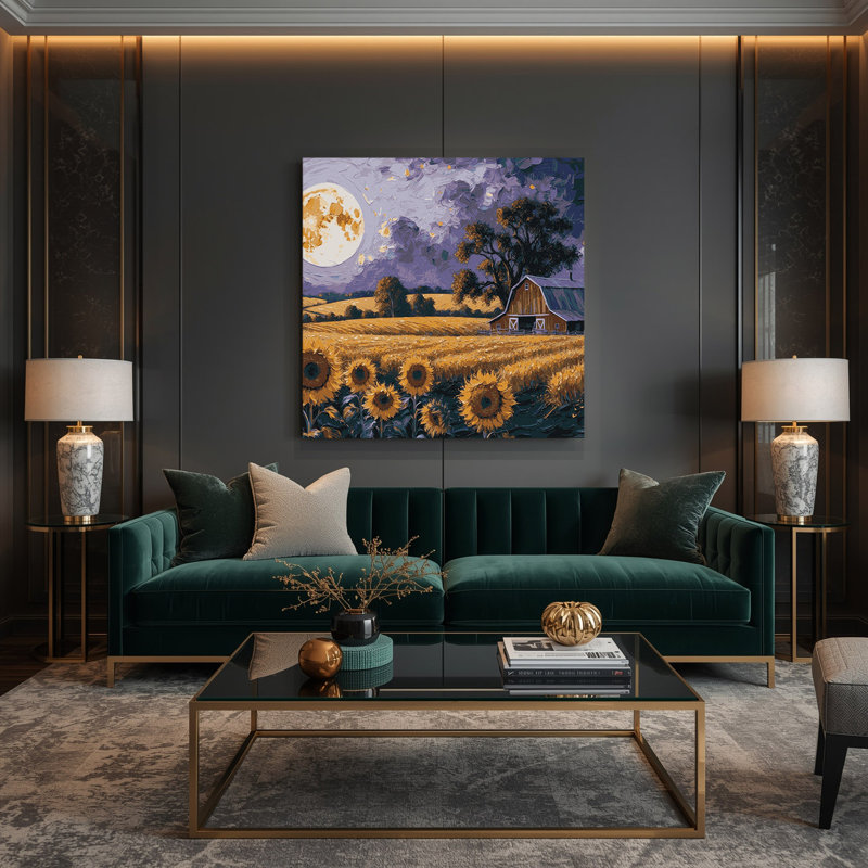 «Farm Harvest Moon», art mural sur toile noire, H 12 po x l 12 po