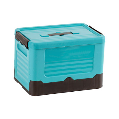  Foldable Storage Box Storage Bins with Lids & Reinforced Handles, Clothes Storage Basket Containers, Closet Organizers and Storage for Clothing, Sweater, Blue