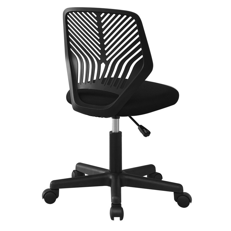 Fauteuil de bureau pivotant Jei, sans accoudoirs, hauteur réglable, blanc noir, Noir