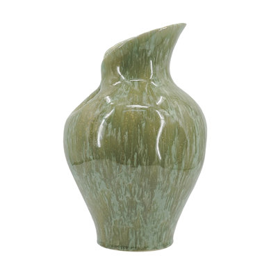 12" Green Ceramic Tulip Vase