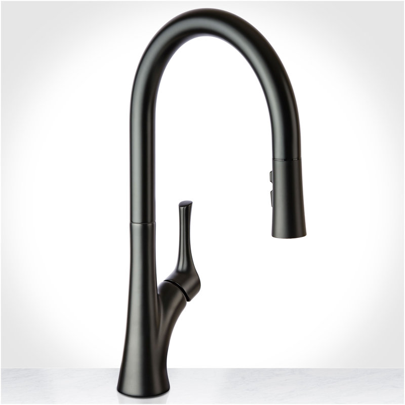 Bella Pull-Down Kitchen Faucet with EasySeat Multi-Flow Spray Head - Includes Optional Deck Plate, Flat Black