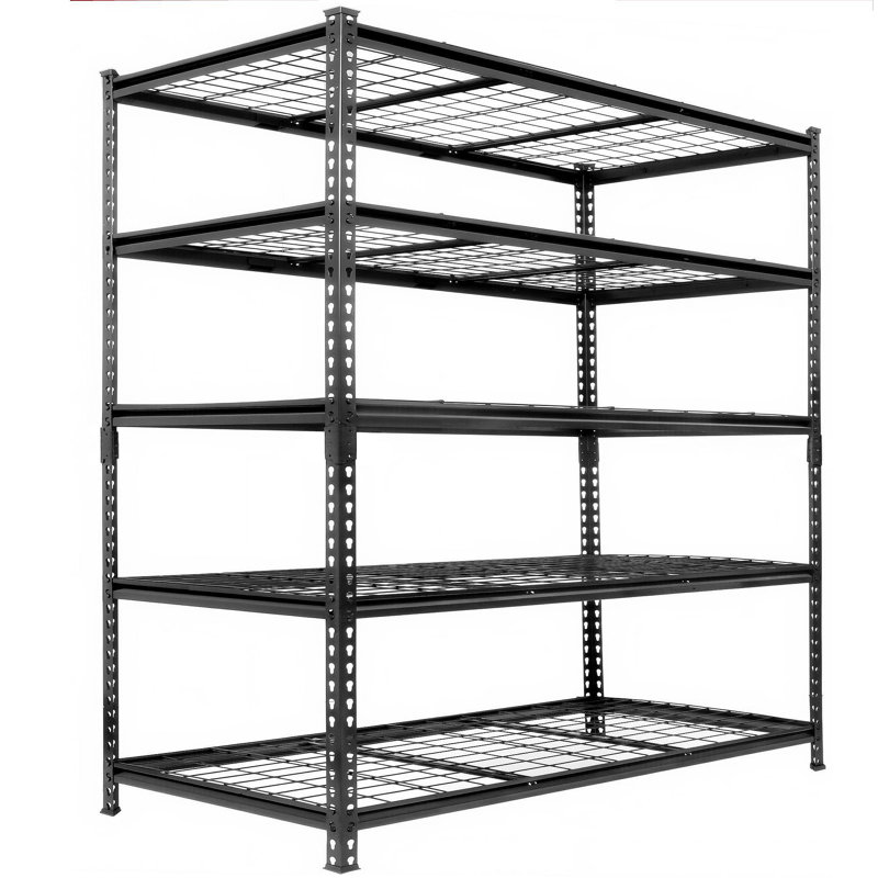 Étagère en métal robuste à 5 niveaux, l 48 po x P 24 po x H 72 po, support de rangement réglable, assemblage sans boulon, capacité de charge totale de 4 000 lb, pour le garage, le sous-sol, l'entrepôt, noir