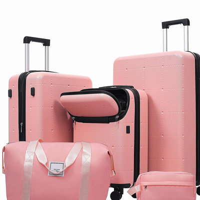 Hardside Luggage Set 5 Piece with Bags,20IN Half-opening Carry on Luggage with USB Port, Expandable 24IN 28IN Luggage with Double Spinner Wheels TSA Lock