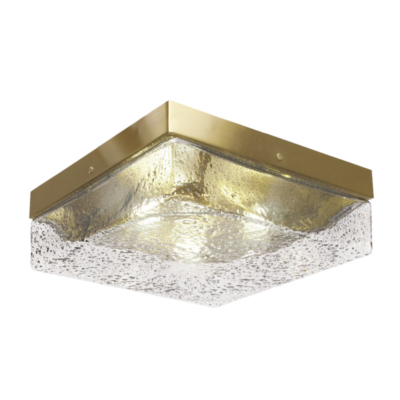 12" Flush Mount, 3-Bulbs, Show With Glass, New Age Brass