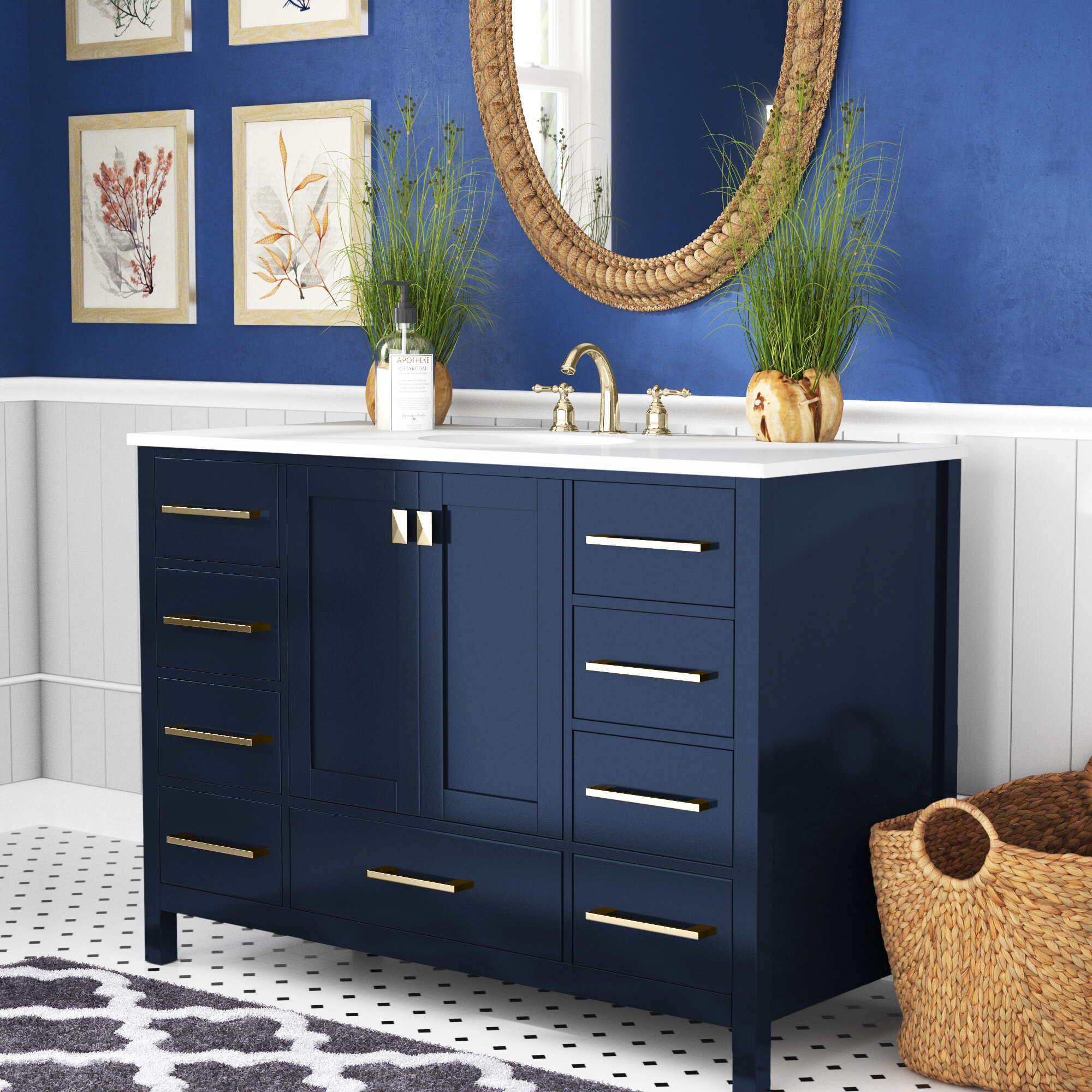 Royal Boca 72 inch Blue Double Sink Bathroom Vanity *On