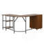 Bureau en L à deux tons avec rangement en L, noyer