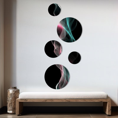 Décoration murale abstraite verte et rose Contemplative II - Modern Waves