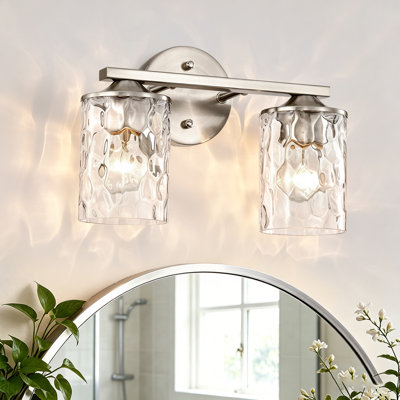 3-light 21 In. Matte Black/Brushed Nickel/Gold Vanity Light With Hammered Clear Glass Shades