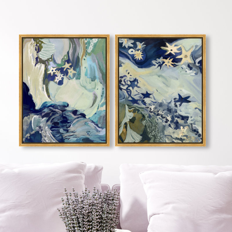 Mermaid Dream Set Set by Oliver Gal, 74"H x 62"W, Gold Floater Frame