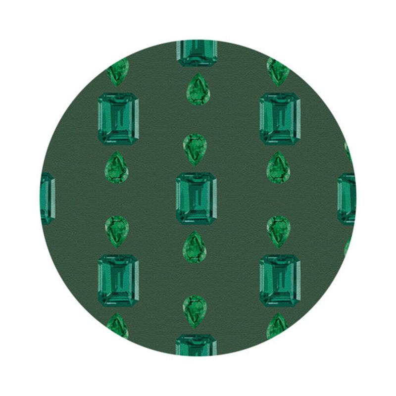 Sous-verres ronds en cuir Gem Emeralds, Evergreen