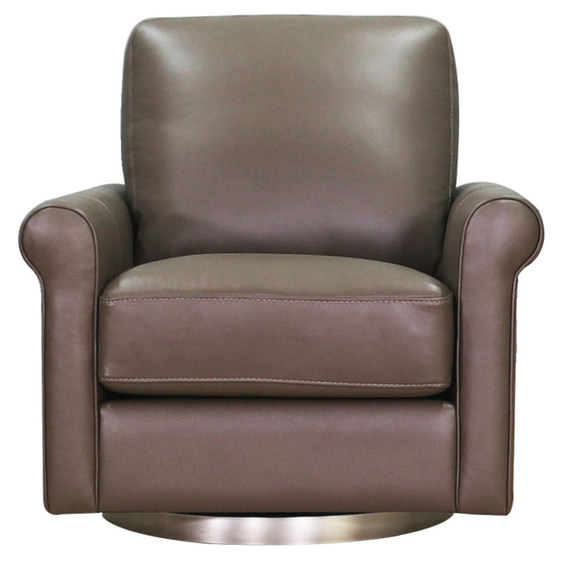 Fauteuil pivotant en cuir Pruszkow, Cuir véritable brun granit Laguna Pirouette