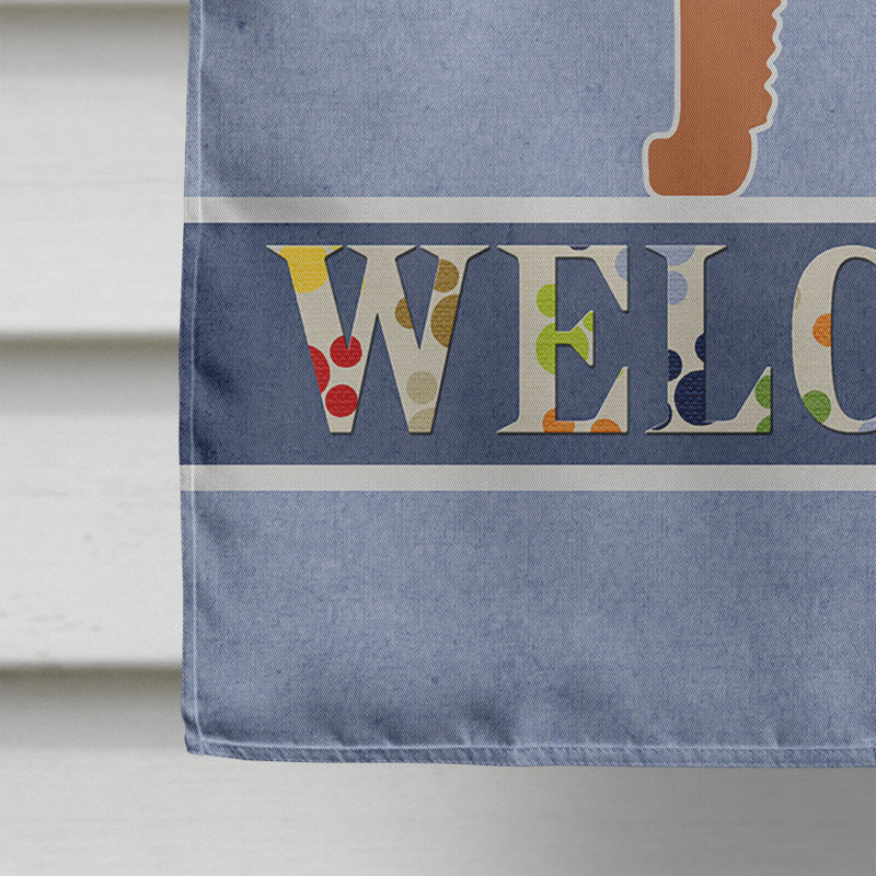 Polyester 2 côtés 40 x 28 po welcome drapeau maison, Terrier brun