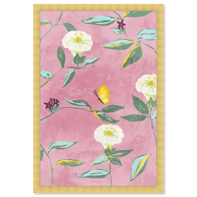 Floral Spring Tapestry Pattern by Birch Lane™ - Picture Frame Print, Gold, 26" H x 18" W