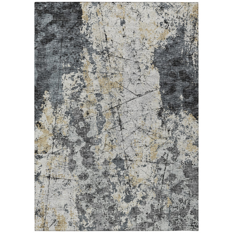 Washable Abstract Indoor / Outdoor Rug, Rectangle 3' x 5'
