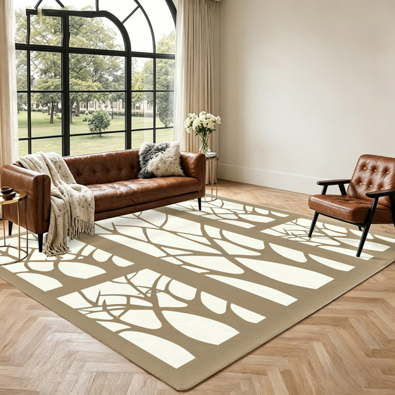 Modern Abstract Tree Branch Area Rug, Artistic Floor Mat for Living Room, Bedroom, Home Decor, Cozy Non-Slip