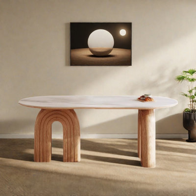 Modern Oval Dining Table with Rock Slab Top