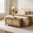 39.4" Bohemian-Inspired Rattan Bench, Multi-Functional With Hidden Storage-447634281-448711473