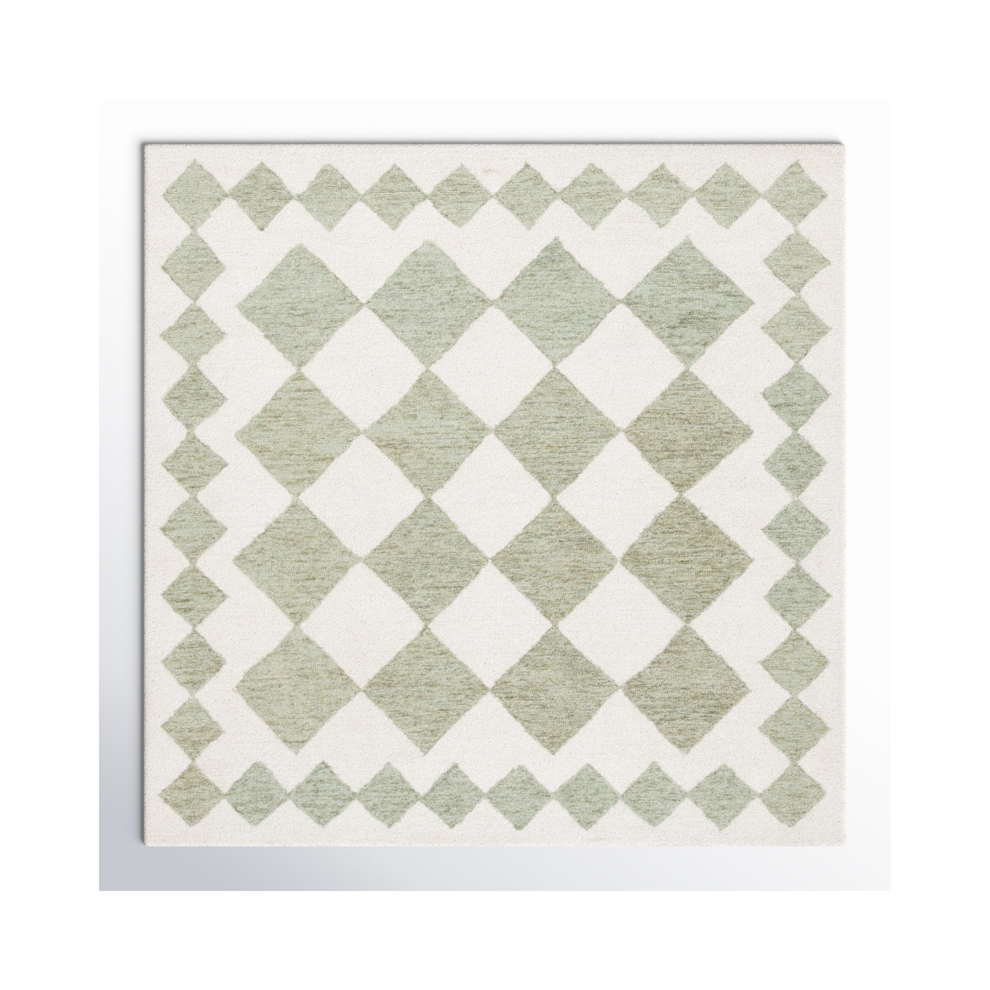 Claude Handmade Green / Ivory Rug, Square 6'
