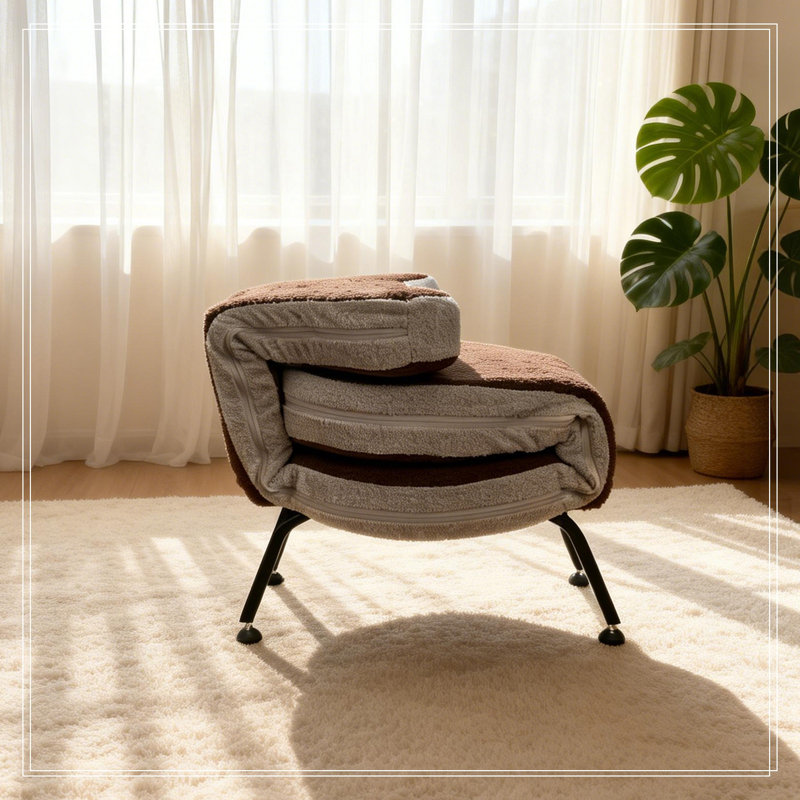 Chaise longue rembourrée pliable avec pieds robustes