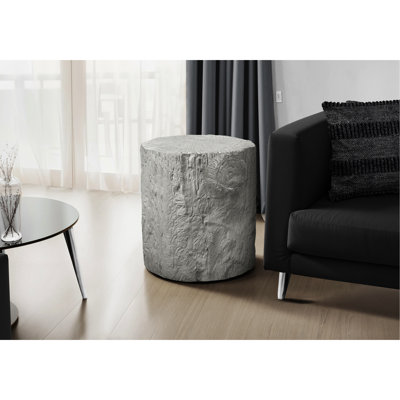 Table d'appoint ronde contemporaine grise de 25 po pour l'intérieur et l'extérieur, faite d'oxyde de magnésium de haute qualité, idéale comme table de bout ou de chevet dans la chambre à coucher du salon, ne nécessite aucun assemblage