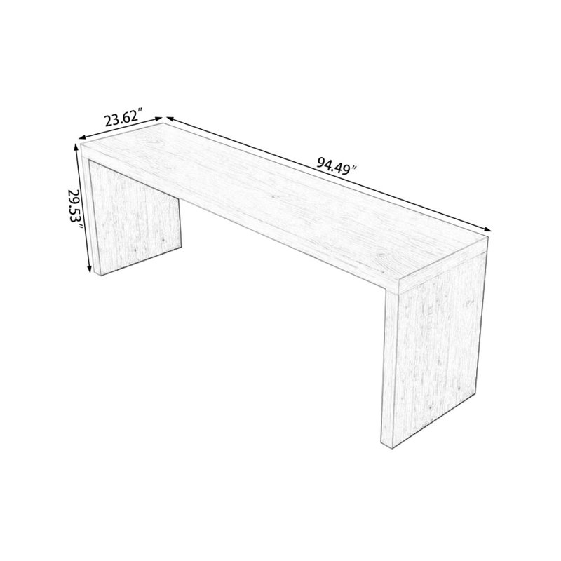 Bureau d'écriture Burlywood, H 29,53 po x l 94,49 po x P 23,62 po