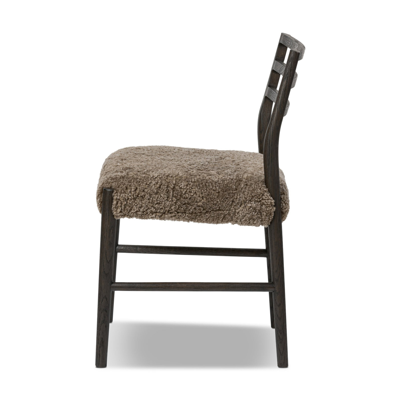Lindyn Cotton Oak Dining Chair, Scrubbed Oak Black, Taupe Shearling