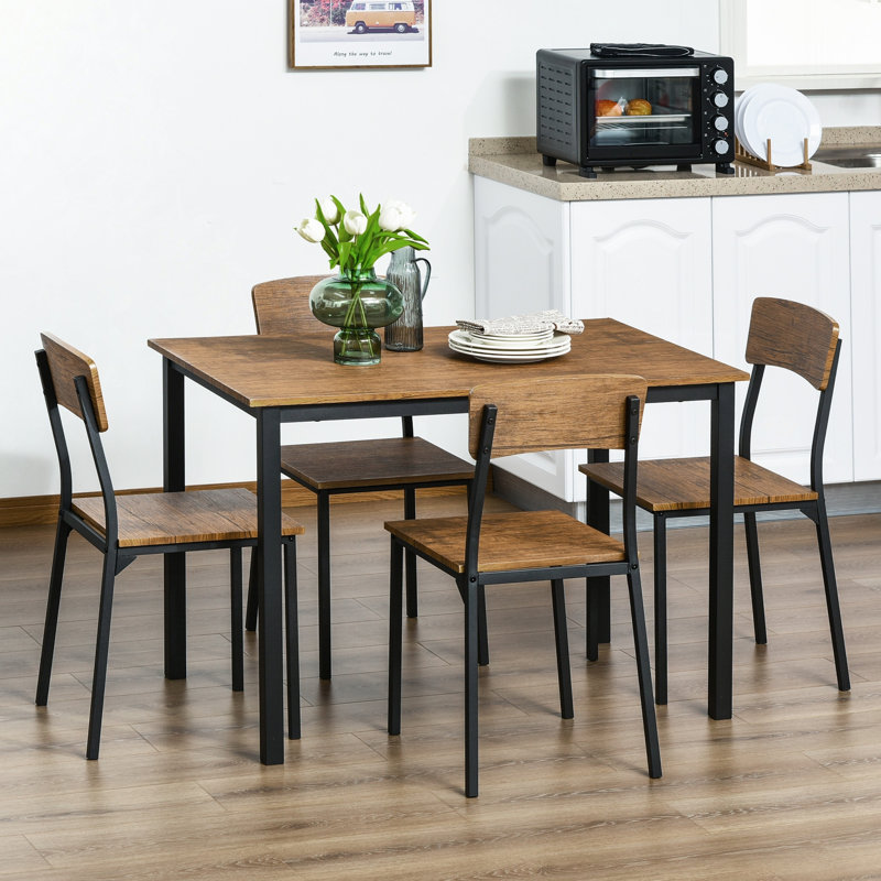 Ensemble de table de salle à manger 5 pièces pour 4 personnes, table de cuisine rectangulaire et chaises, ensemble de salle à manger pour petits espaces