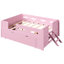 Lit plateforme rose en bois pleine grandeur avec tiroir de rangement et garde-corps, structure en pin +, garde-corps à assemblage simple, clôture semi-fermée, rangement multiple, fabrication, aucun sommier tapissier requis,